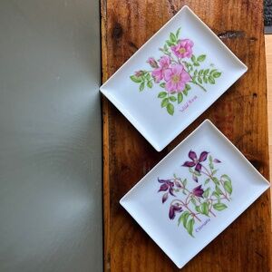 Vintage 1984 Lillian Vernon Floral Ceramic Trays